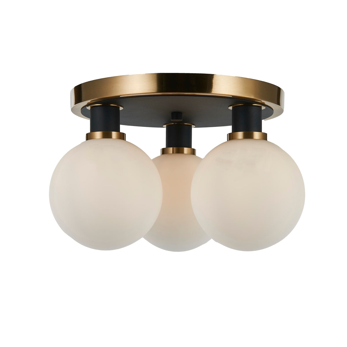 Gem Collection 3-Light Semi-Flush Mount Black and Brushed Brass
