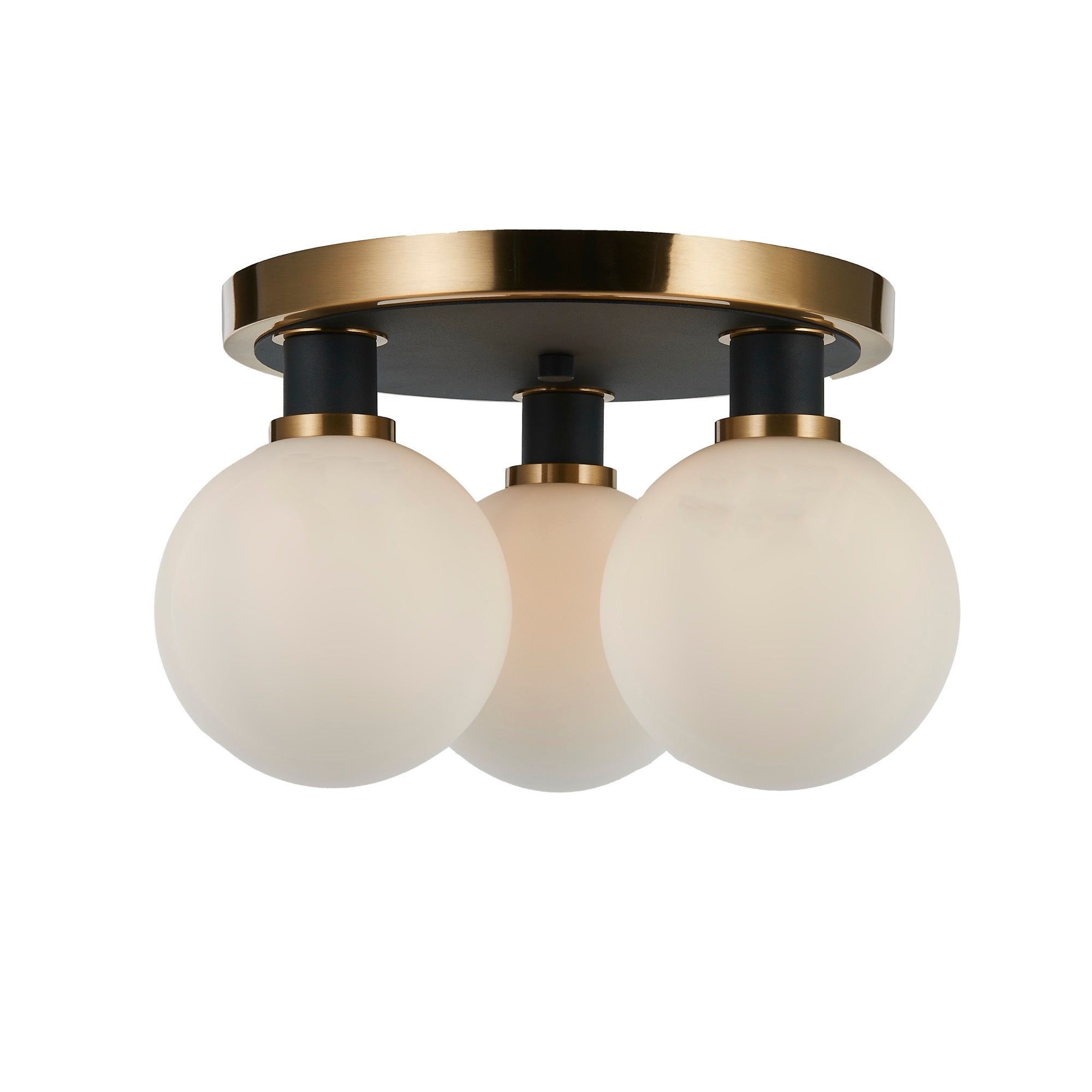 Gem Collection 3-Light Semi-Flush Mount Black and Brushed Brass