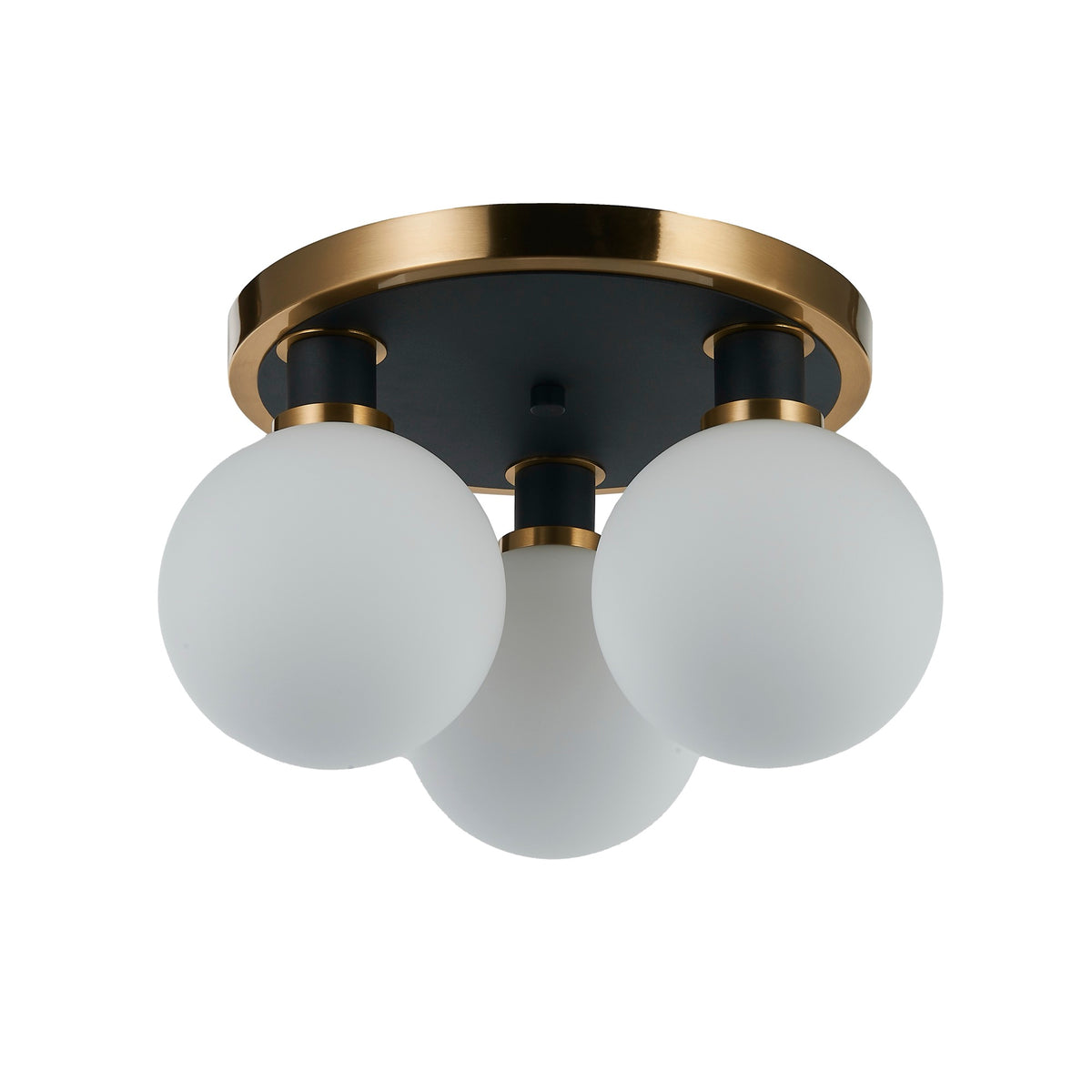 Gem Collection 3-Light Semi-Flush Mount Black and Brushed Brass