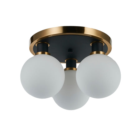 Gem Collection 3-Light Semi-Flush Mount Black and Brushed Brass