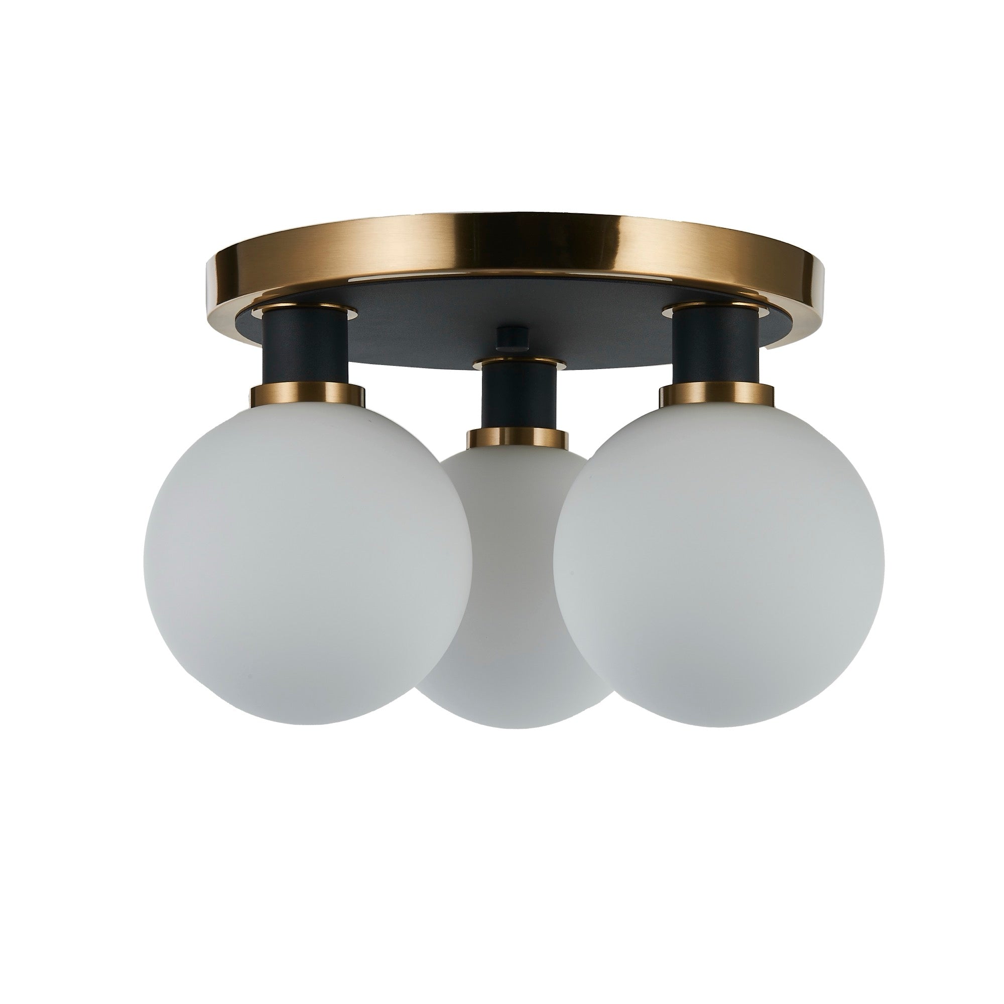 Gem Collection 3-Light Semi-Flush Mount Black and Brushed Brass