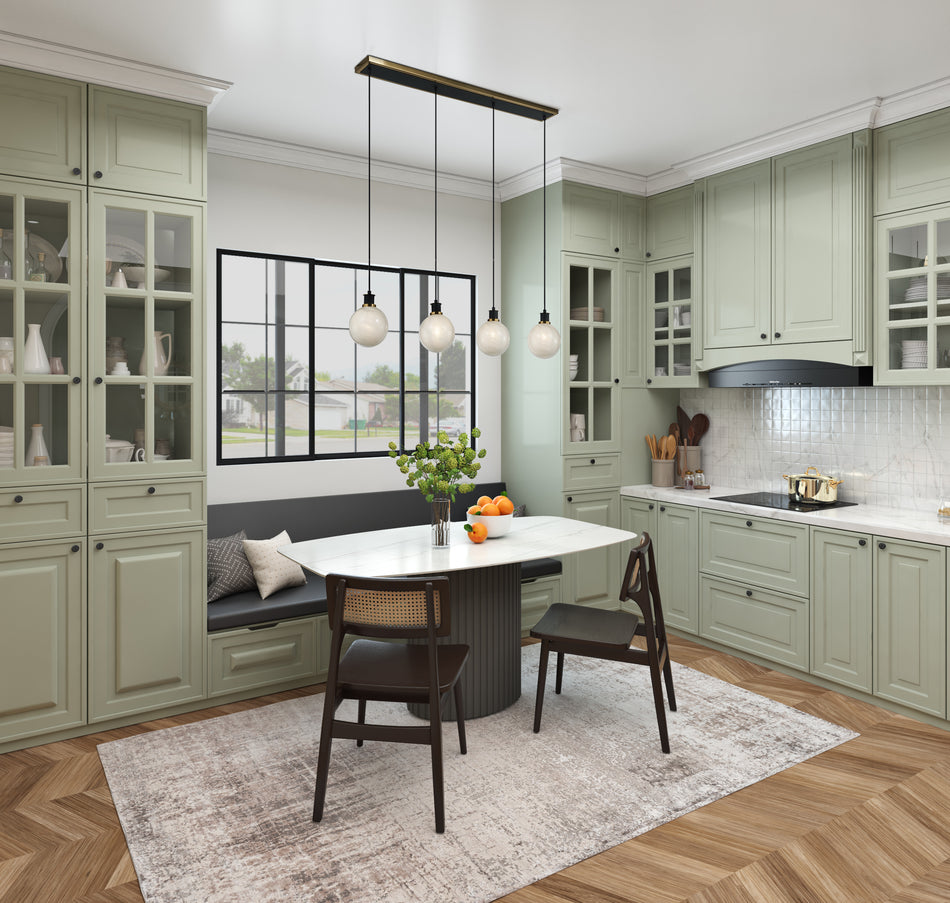 Gem Collection 4-Light Island/Pool Table Black and Brushed Brass