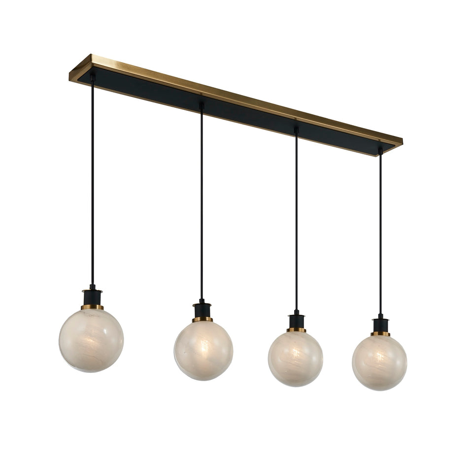 Gem Collection 4-Light Island/Pool Table Black and Brushed Brass