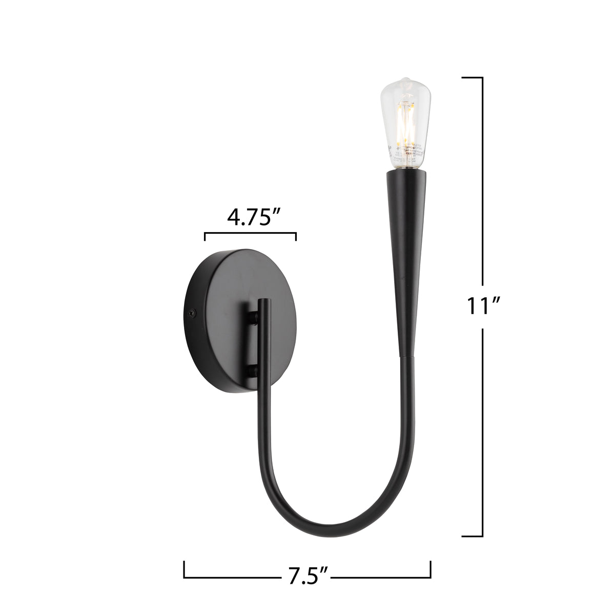 Bronte Collection 1-Light Sconce Black