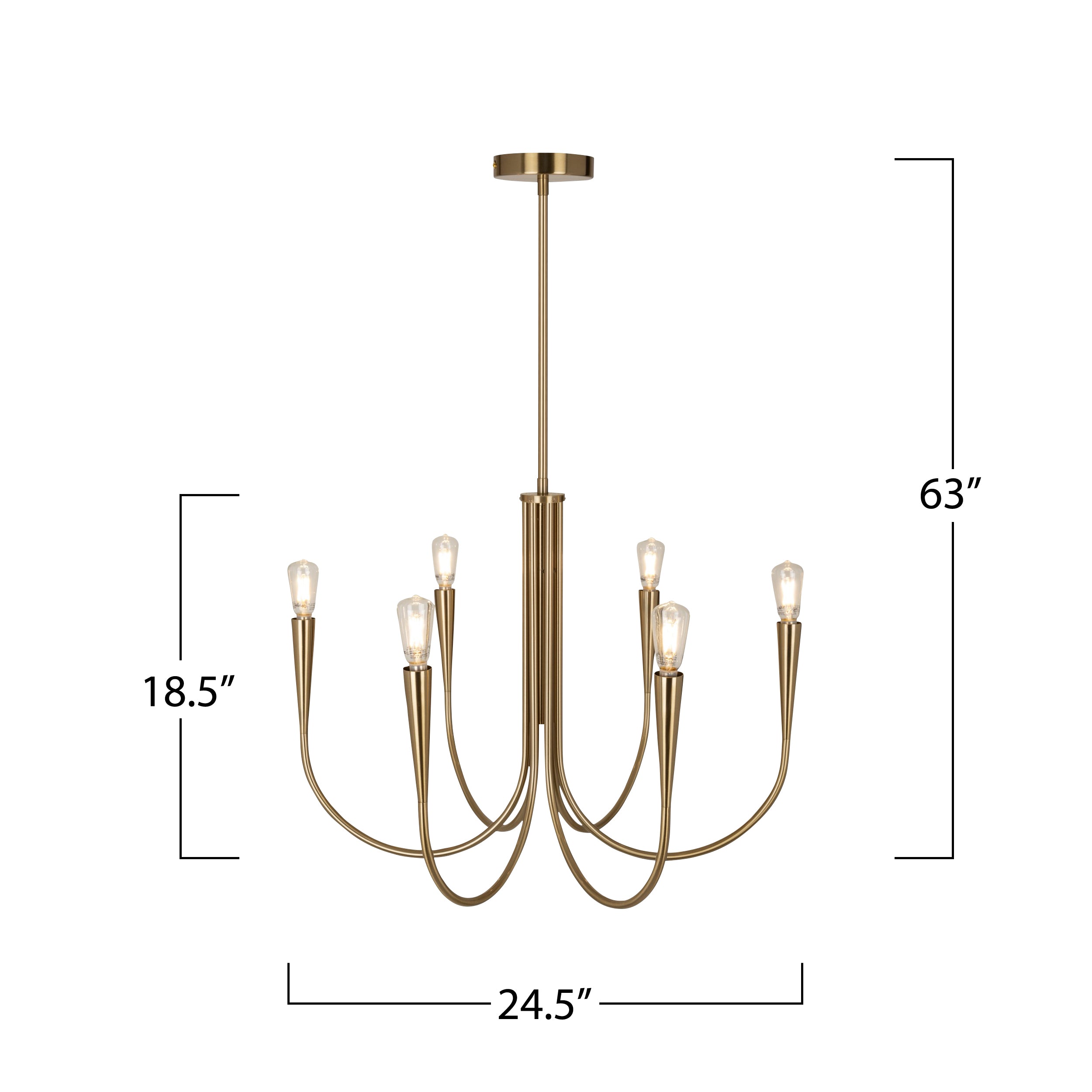 Bronte Collection 6-Light Chandelier Brass