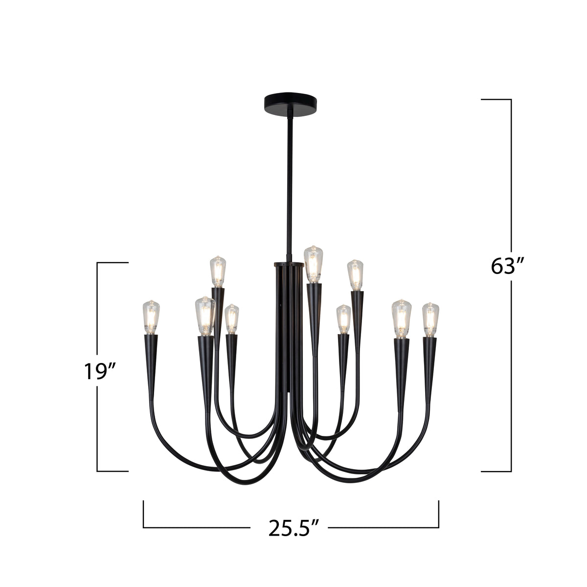 Bronte Collection 9-Light Chandelier Black