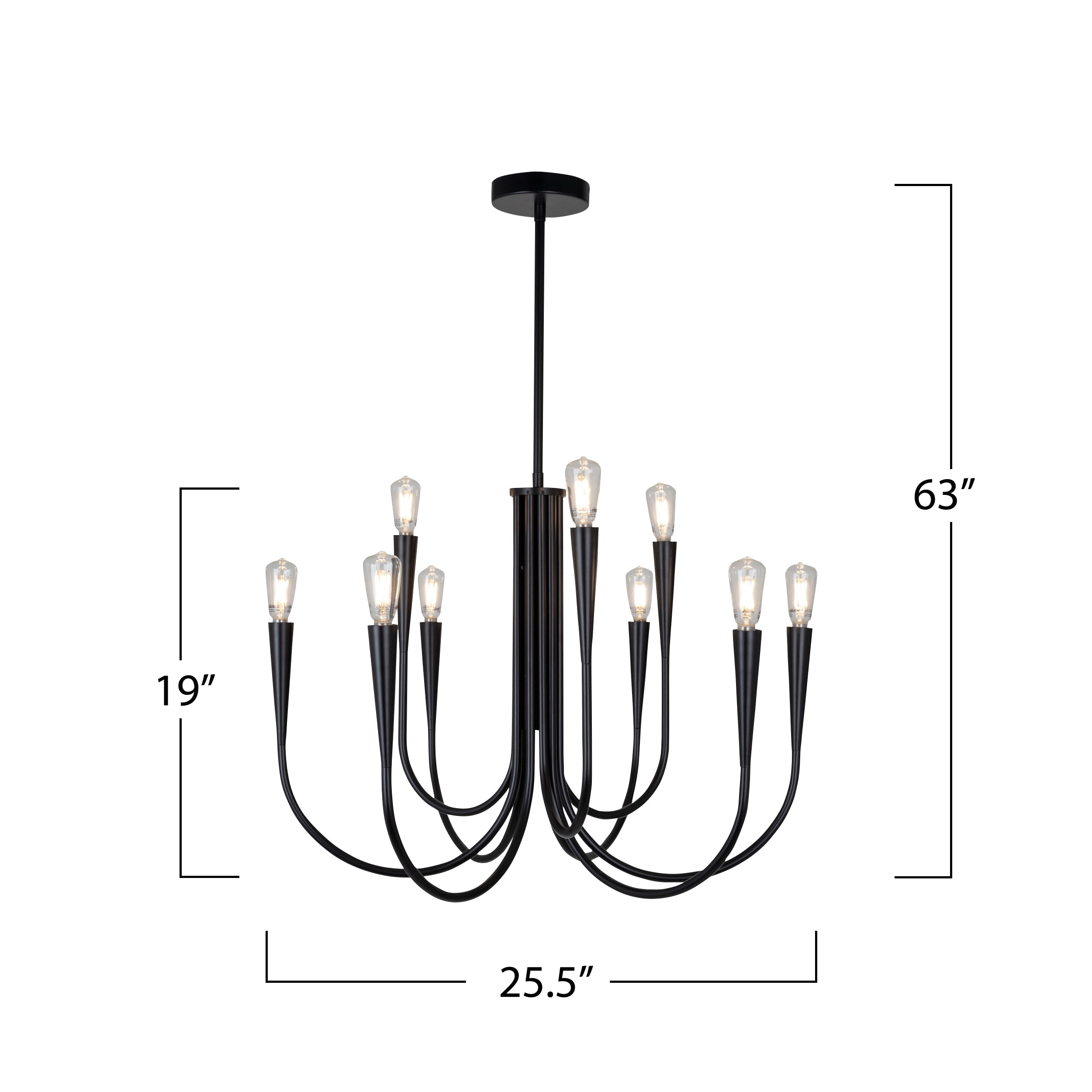Bronte Collection 9-Light Chandelier Black