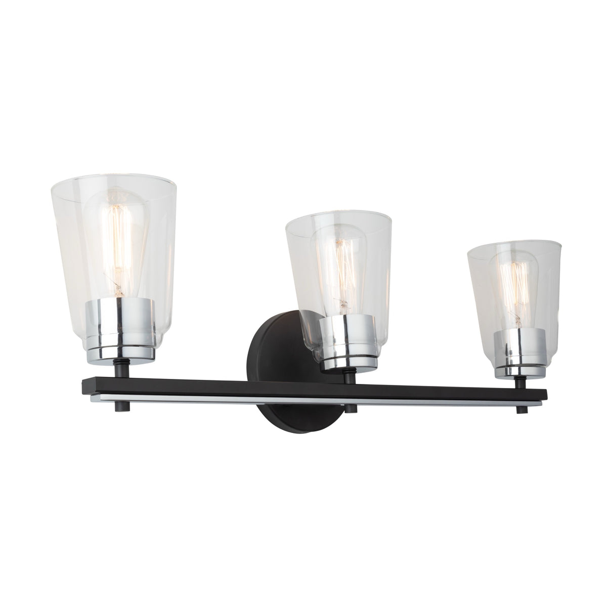 Essex Collection 3-Light Bathroom Vanity Fixture Black and Chrome