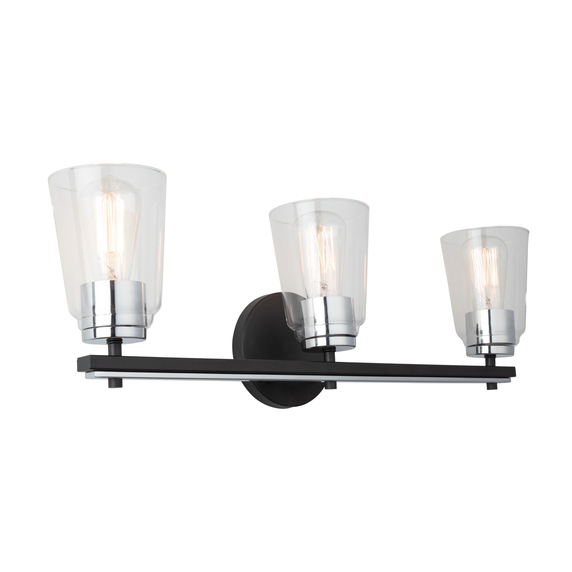 Essex Collection 3-Light Bathroom Vanity Fixture Black and Chrome