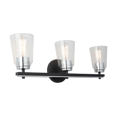 Essex Collection 3-Light Bathroom Vanity Fixture Black and Chrome