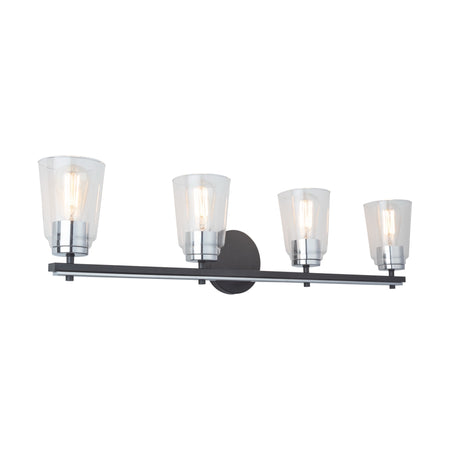 Essex Collection 4-Light Bathroom Vanity Fixture Black and Chrome
