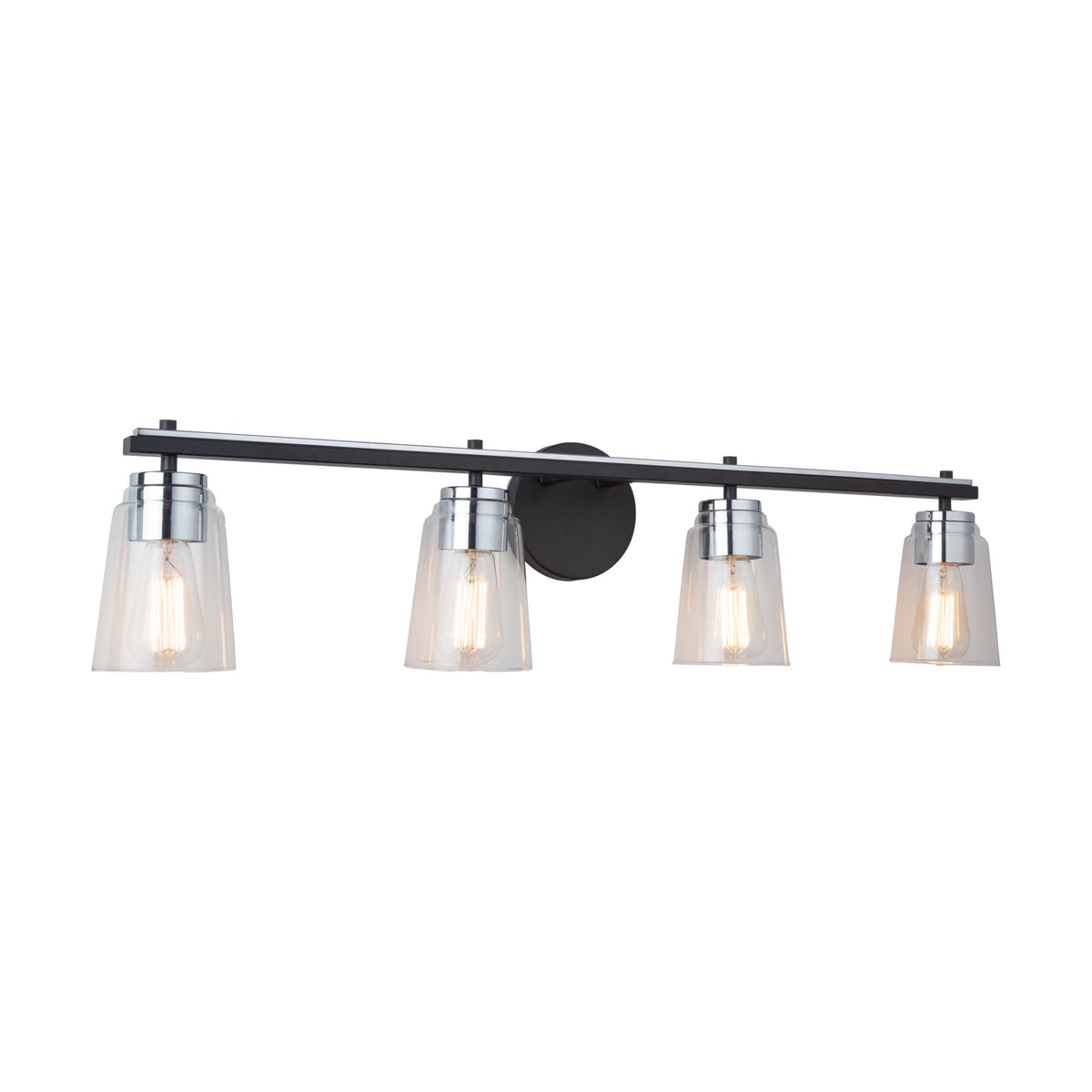 Essex Collection 4-Light Bathroom Vanity Fixture Black and Chrome