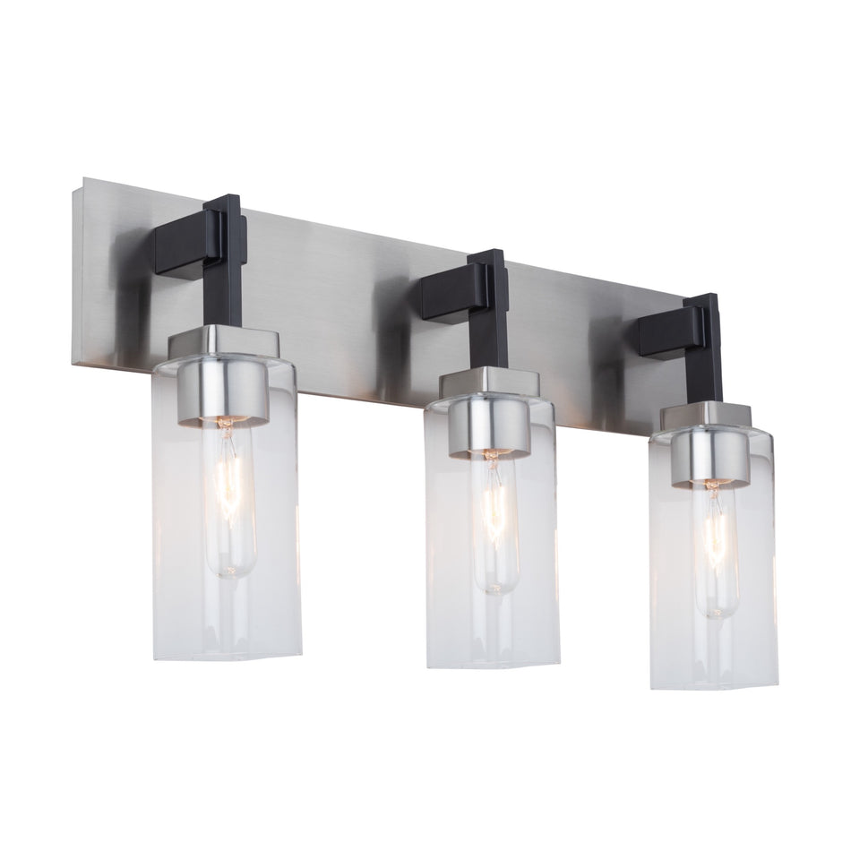Arlington Collection 3-Light Bathroom Vanity Fixture Satin Nickel