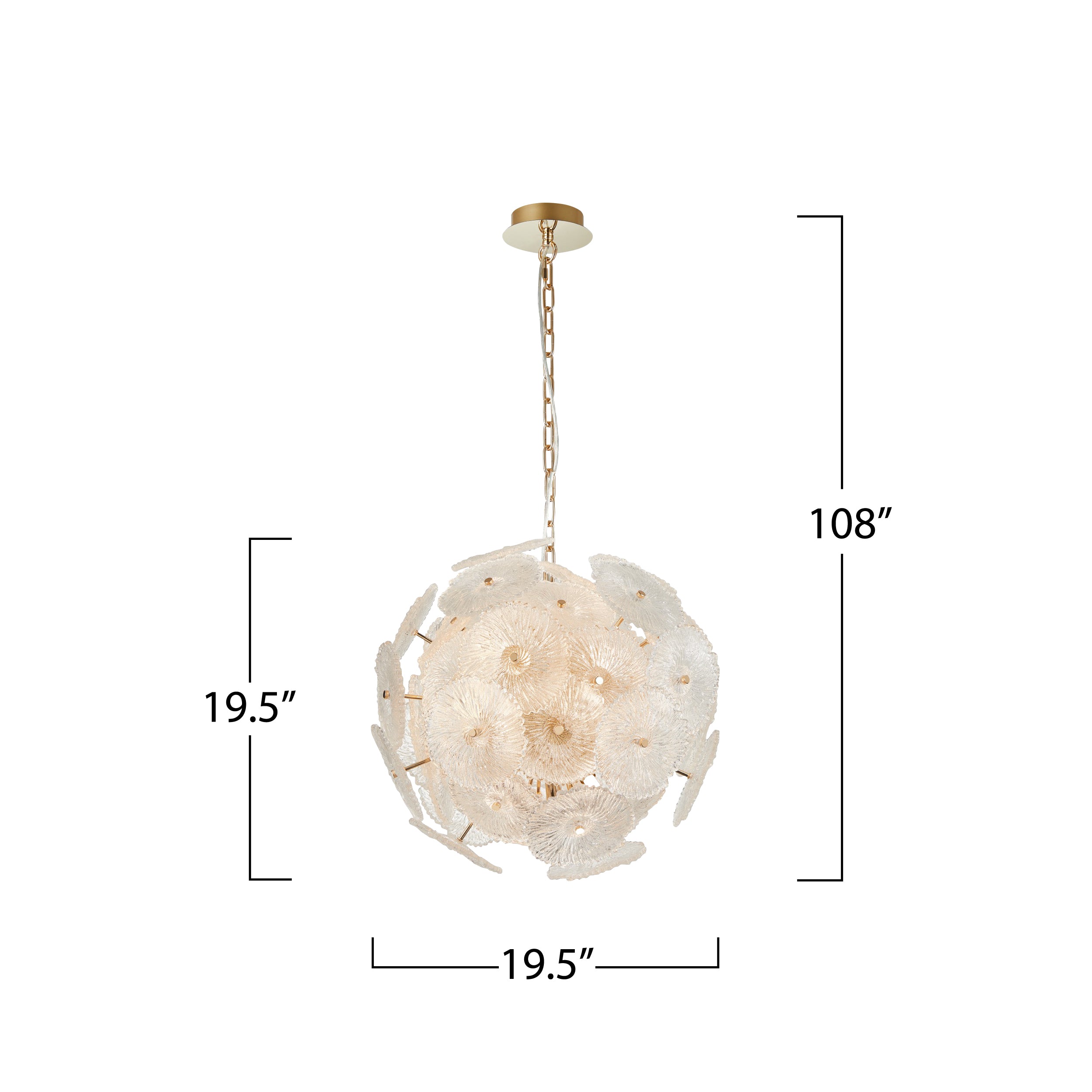 Bloom Collection 18-Light 19.5" Chandelier Brass