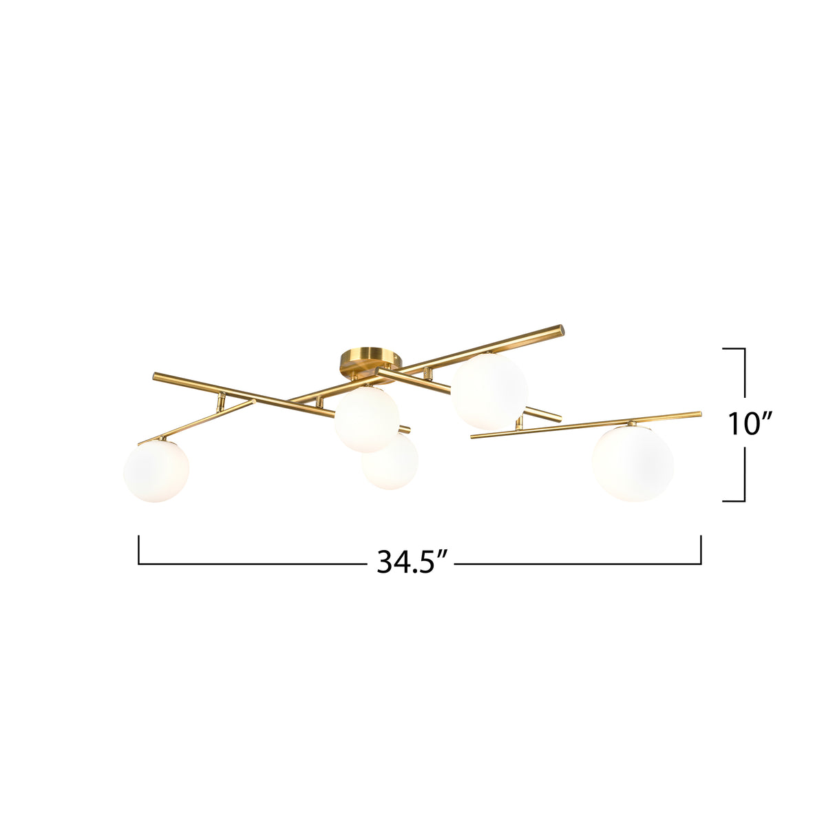 Modena - 5-Light Semi-Flush Mount - Plated Brushed Brass