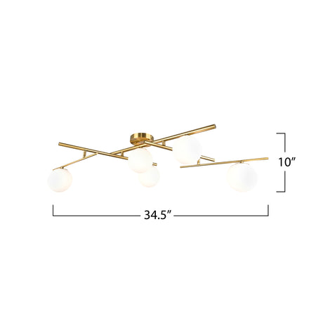 Modena - 5-Light Semi-Flush Mount - Plated Brushed Brass