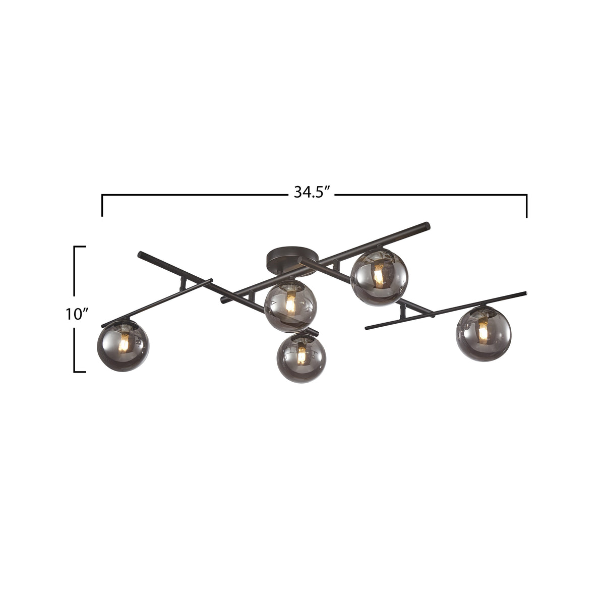 Modena Collection 5-Light Semi-Flush Mount Black