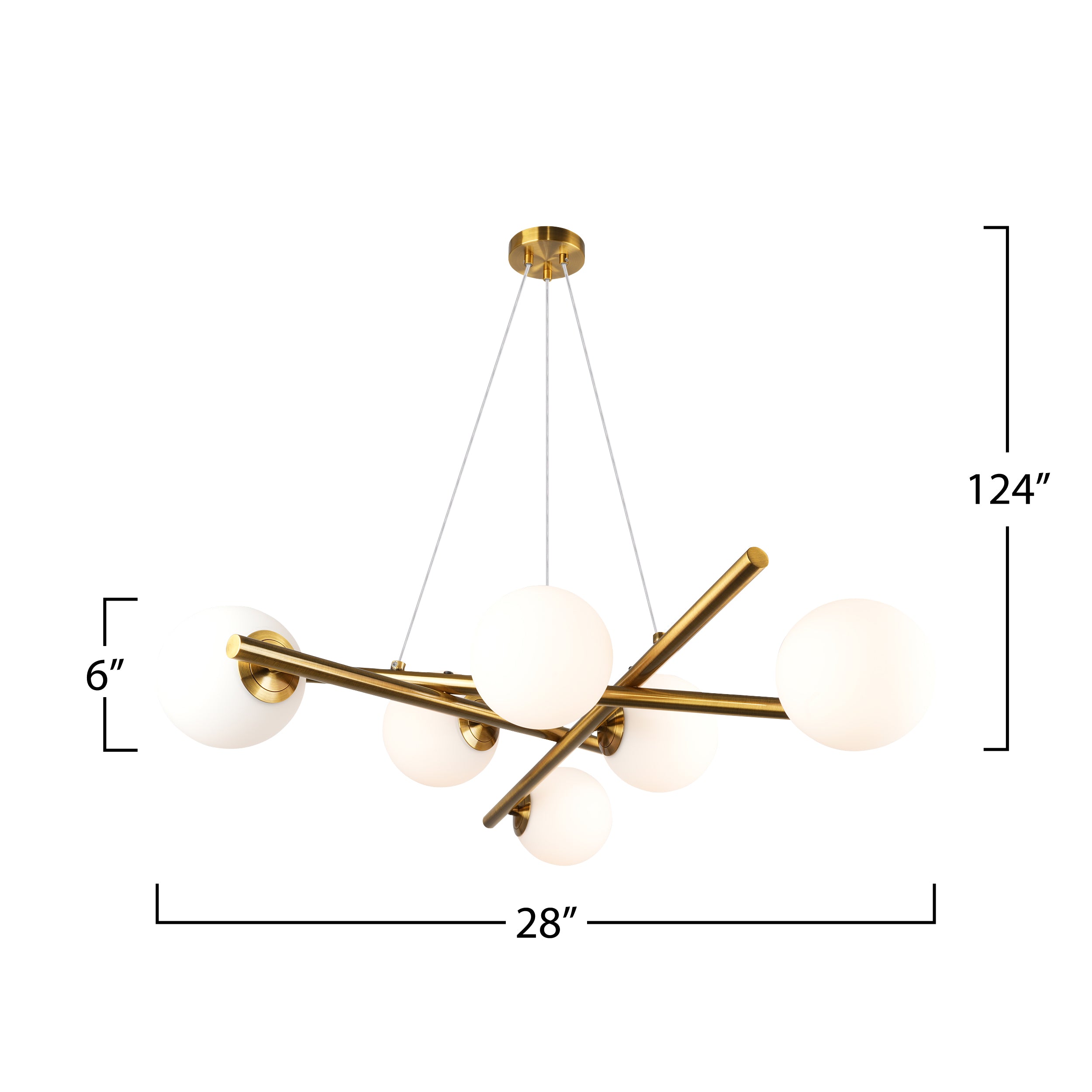 Modena - 6-Light Chandelier - Plated Brushed Brass
