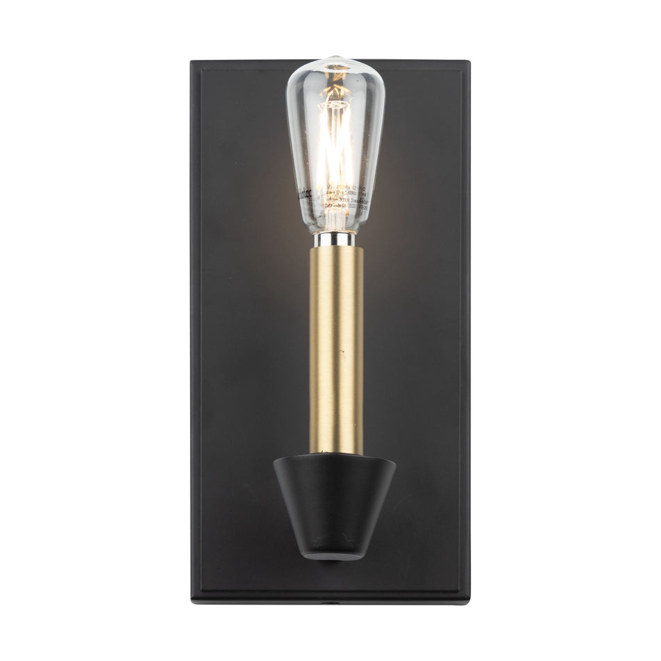 Notting Hill Collection 1-Light Sconce Black and Brushed Brass