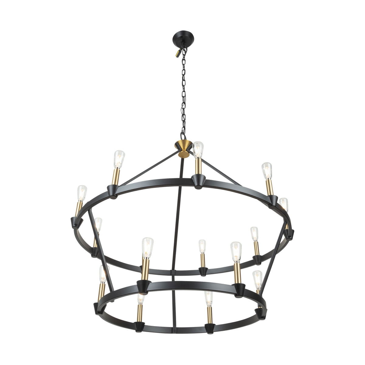 Notting Hill Collection 15-Light Chandelier Black and Brushed Brass