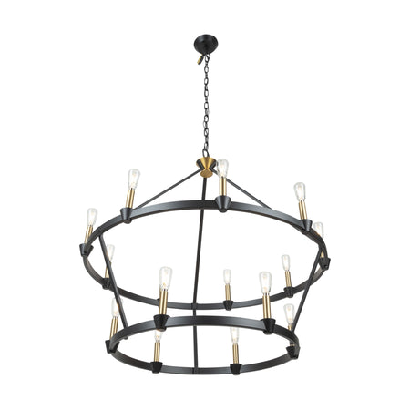 Notting Hill Collection 15-Light Chandelier Black and Brushed Brass