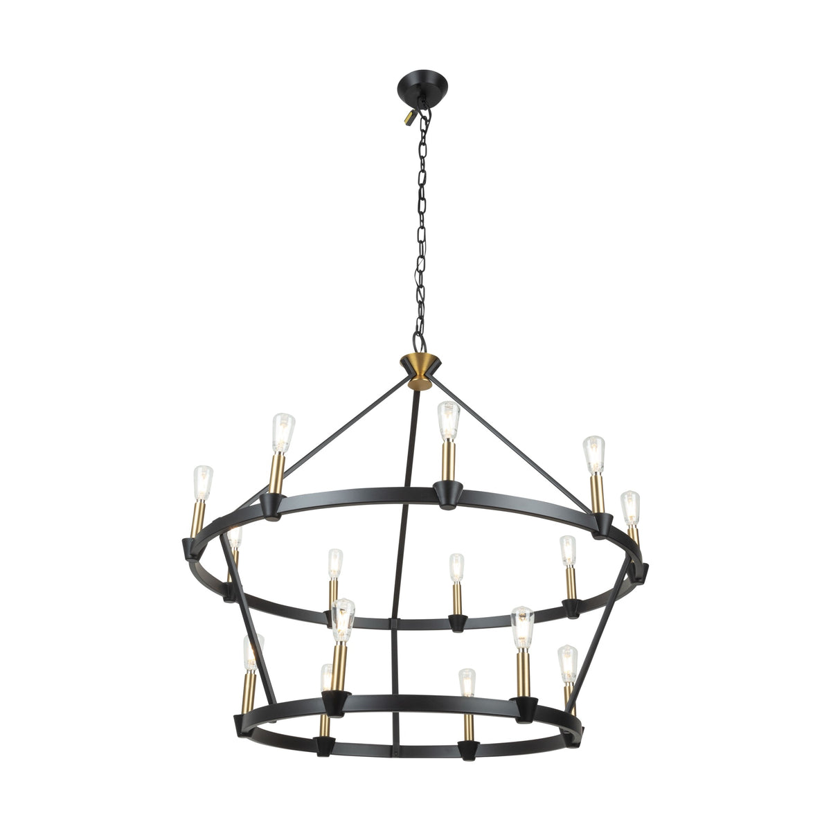 Notting Hill Collection 15-Light Chandelier Black and Brushed Brass