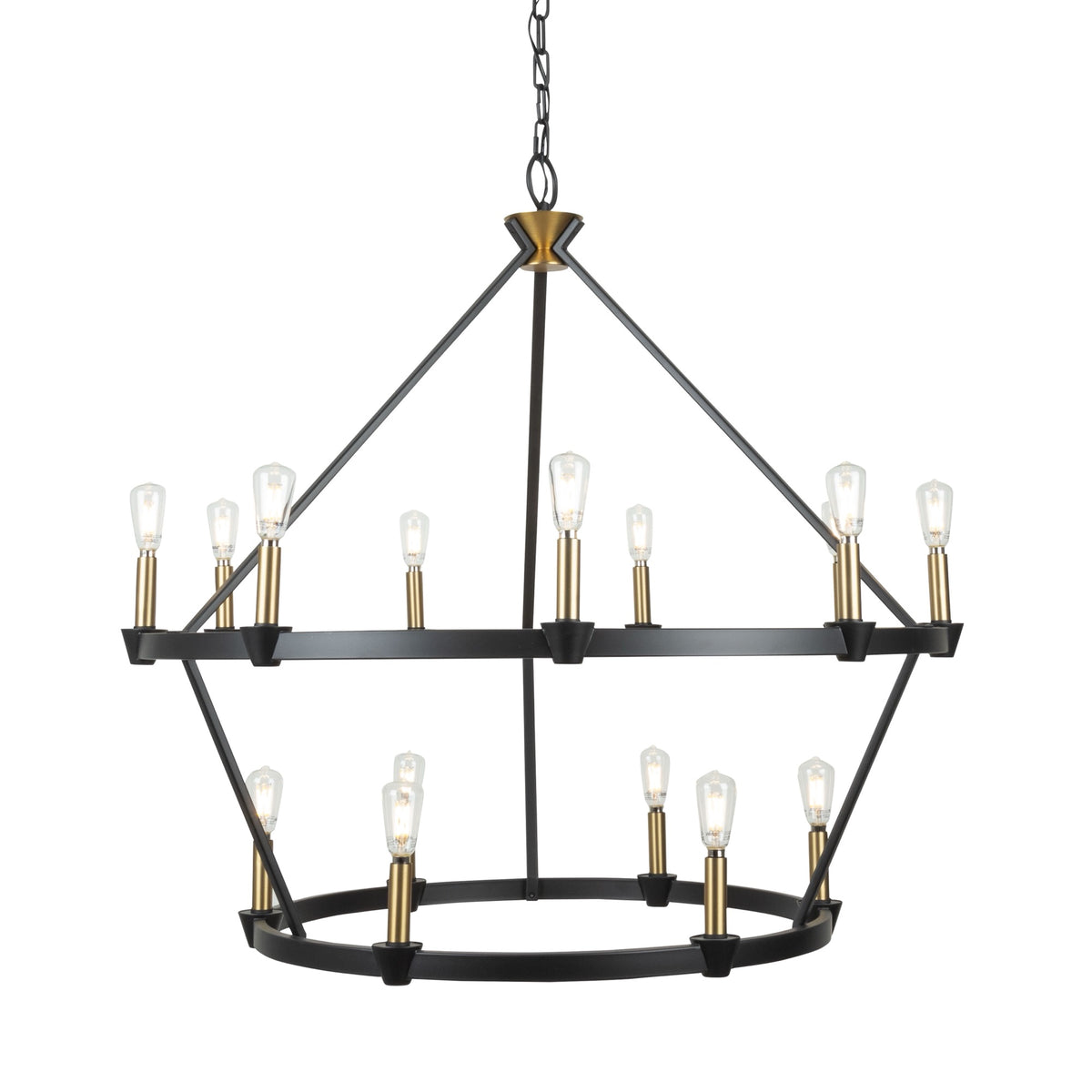 Notting Hill Collection 15-Light Chandelier Black and Brushed Brass