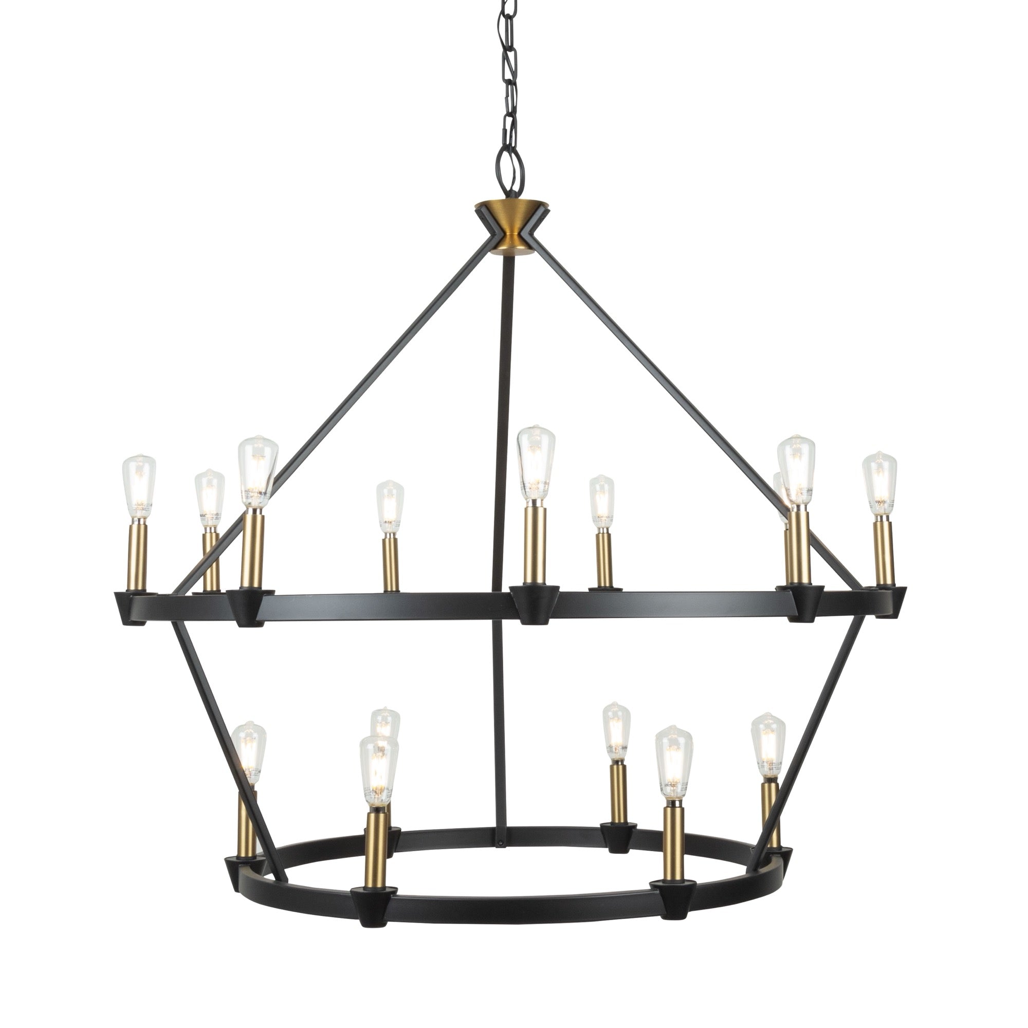 Notting Hill Collection 15-Light Chandelier Black and Brushed Brass