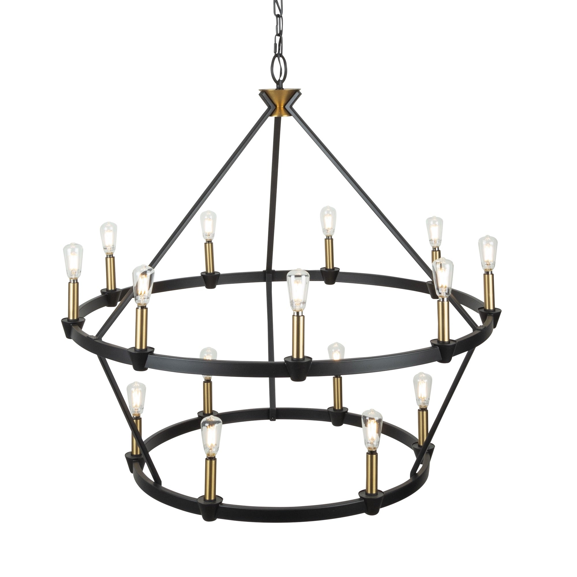 Notting Hill Collection 15-Light Chandelier Black and Brushed Brass