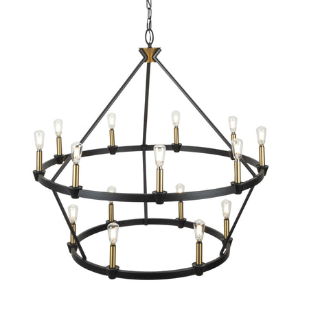 Notting Hill Collection 15-Light Chandelier Black and Brushed Brass