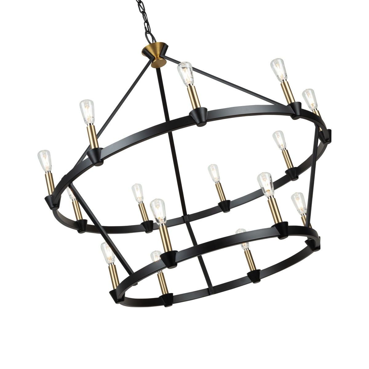 Notting Hill Collection 15-Light Chandelier Black and Brushed Brass