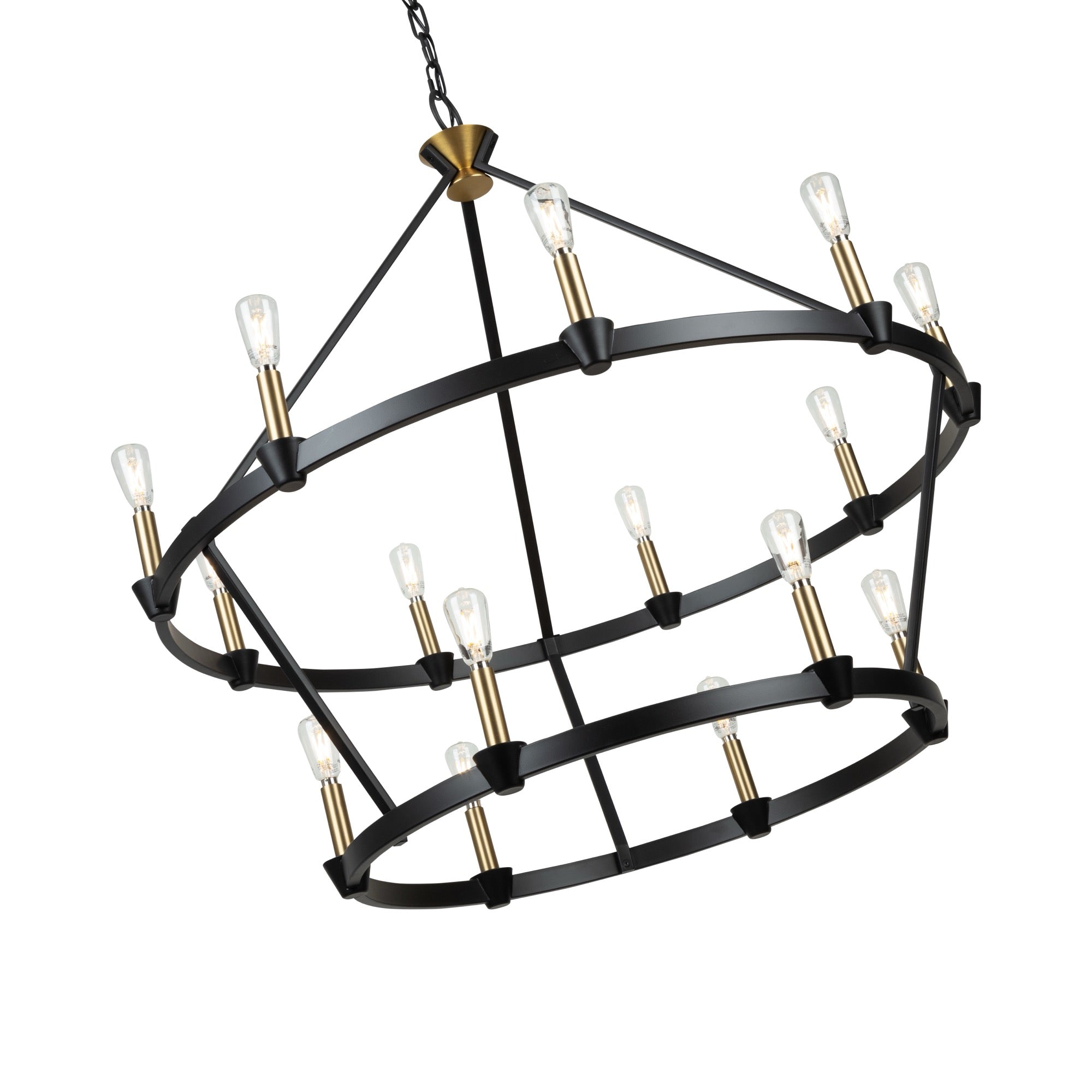 Notting Hill Collection 15-Light Chandelier Black and Brushed Brass