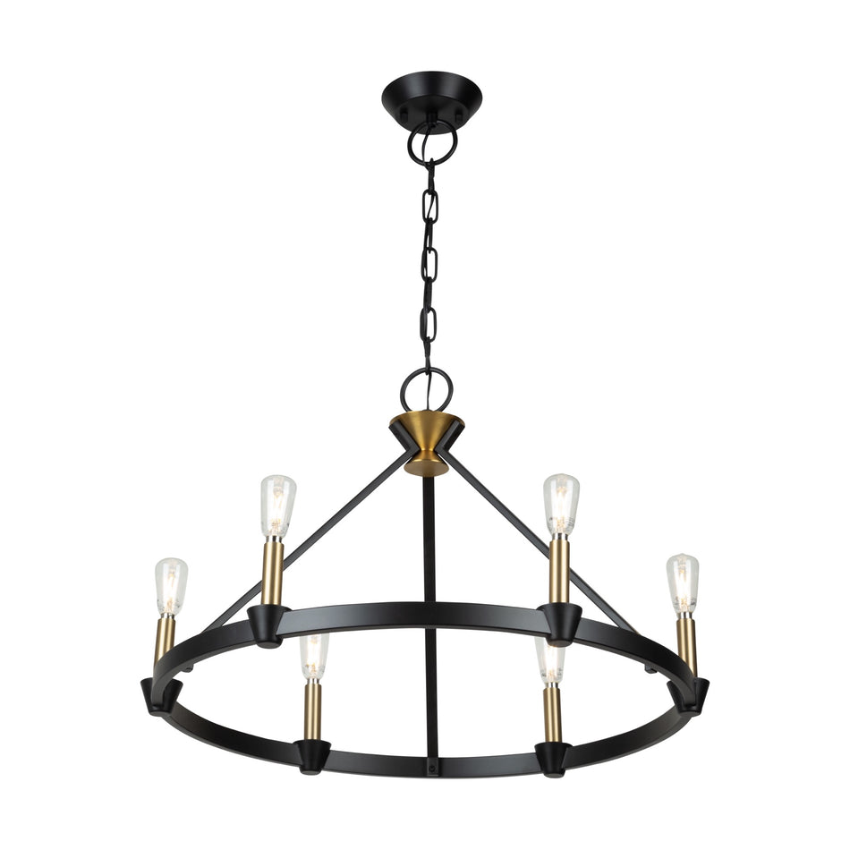 Notting Hill Collection 6-Light Chandelier Black and Brushed Brass
