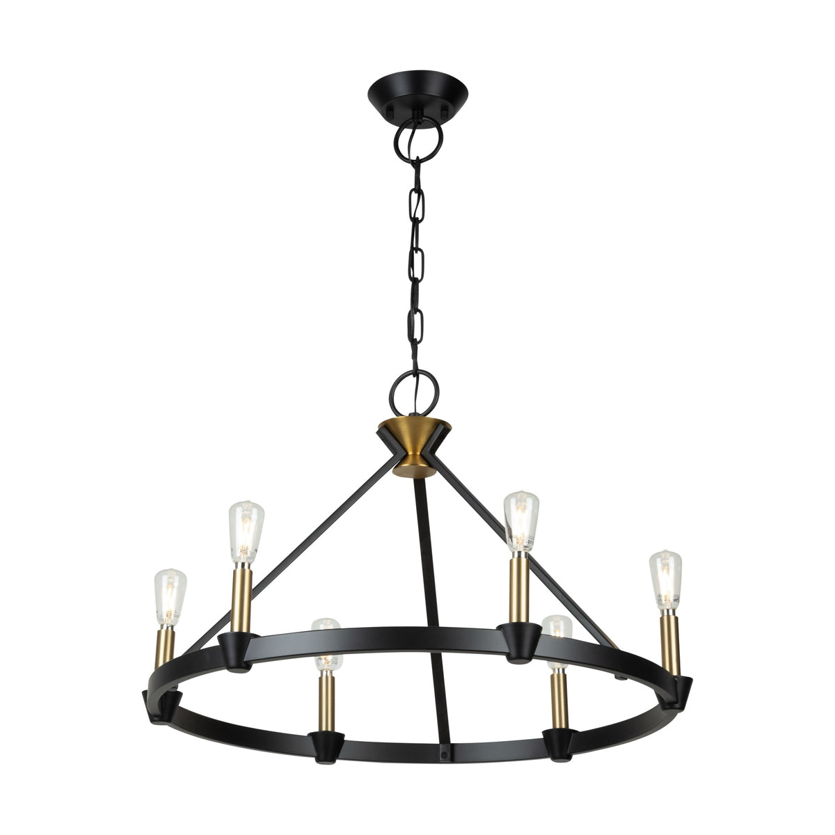 Notting Hill Collection 6-Light Chandelier Black and Brushed Brass