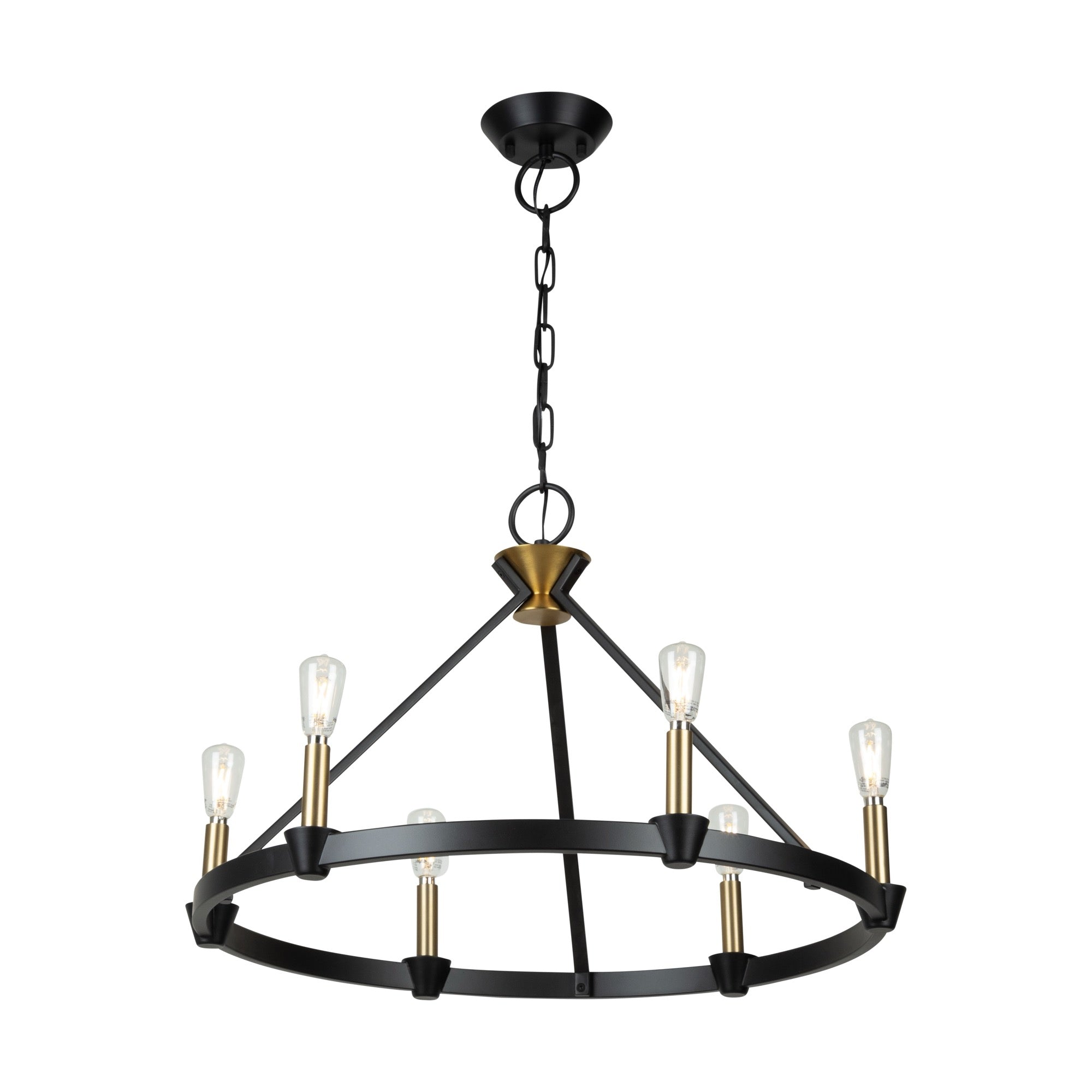 Notting Hill Collection 6-Light Chandelier Black and Brushed Brass