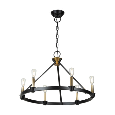 Notting Hill Collection 6-Light Chandelier Black and Brushed Brass
