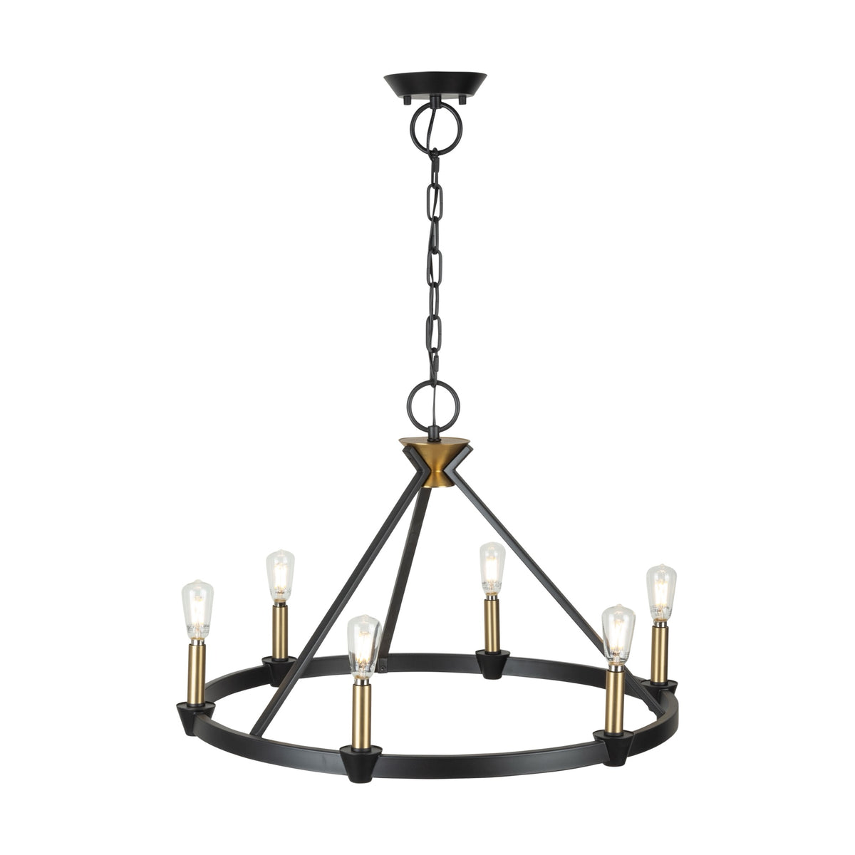 Notting Hill Collection 6-Light Chandelier Black and Brushed Brass