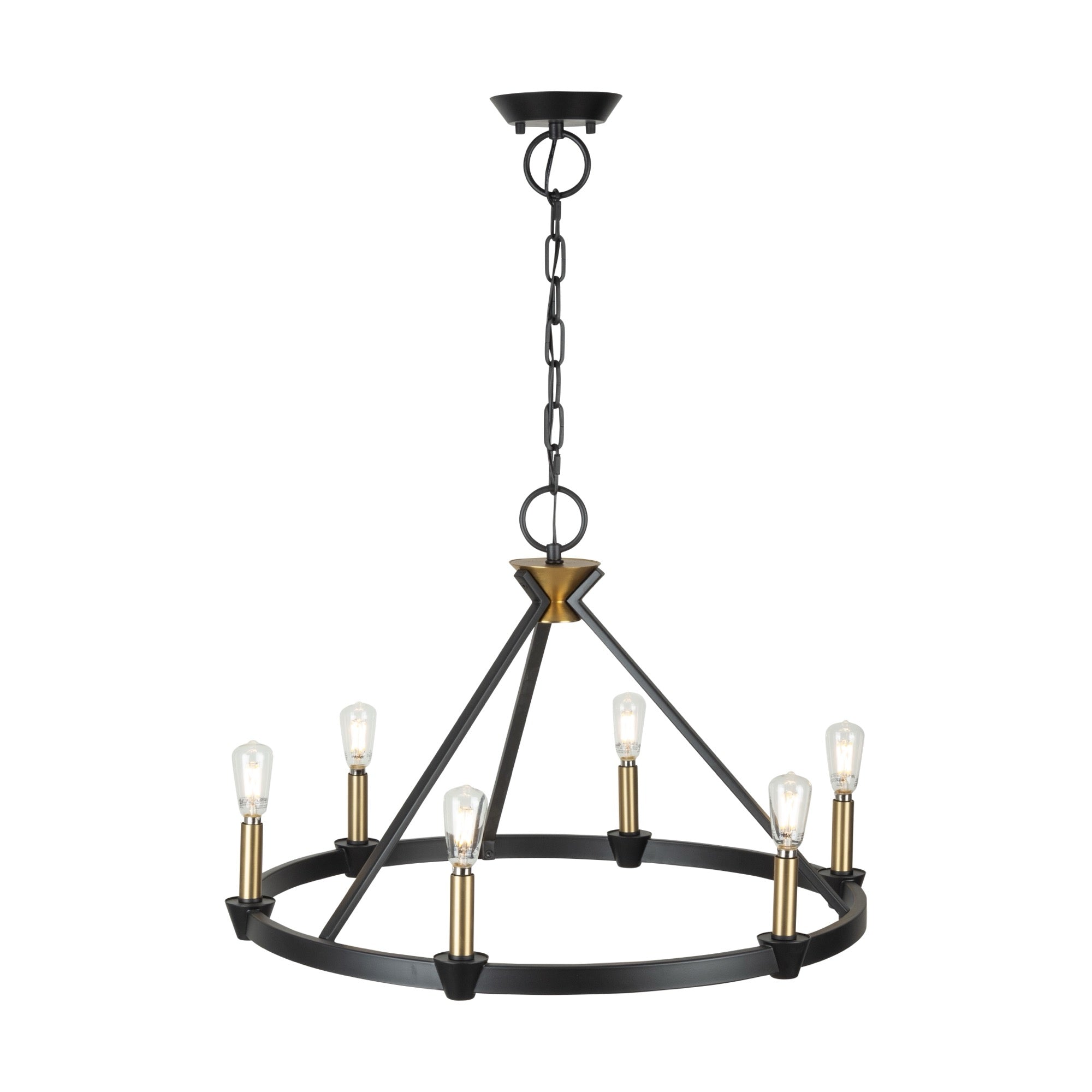 Notting Hill Collection 6-Light Chandelier Black and Brushed Brass