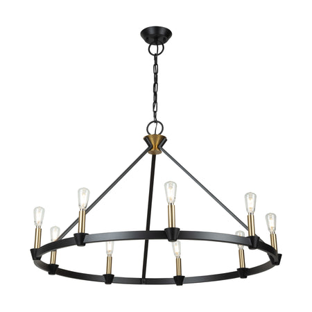 Notting Hill Collection 9-Light Chandelier Black and Brushed Brass