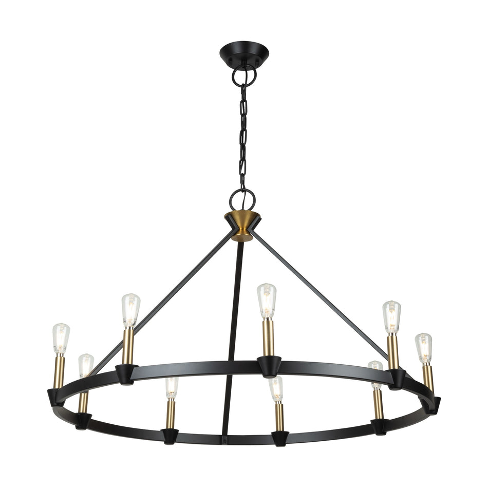 Notting Hill Collection 9-Light Chandelier Black and Brushed Brass