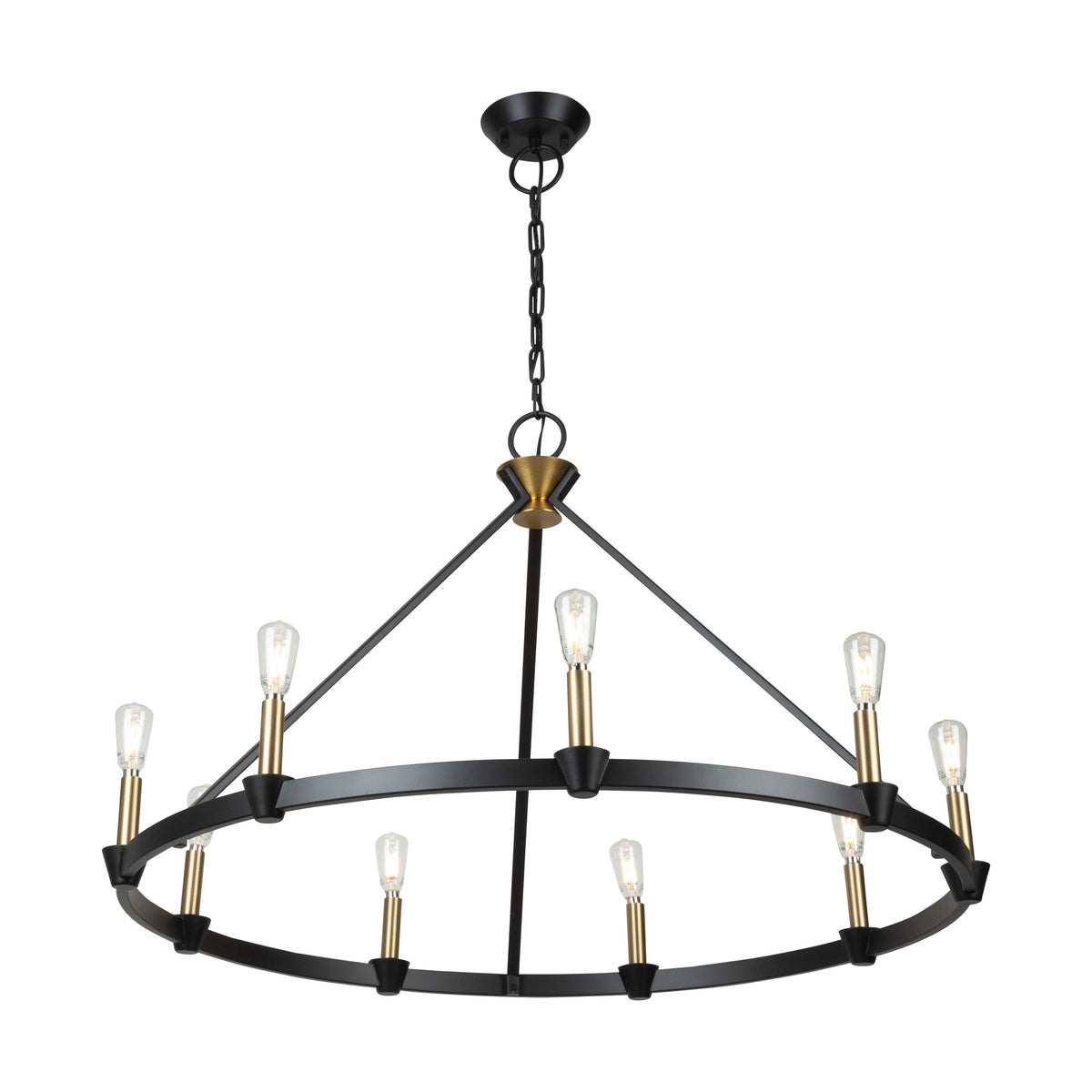 Notting Hill Collection 9-Light Chandelier Black and Brushed Brass