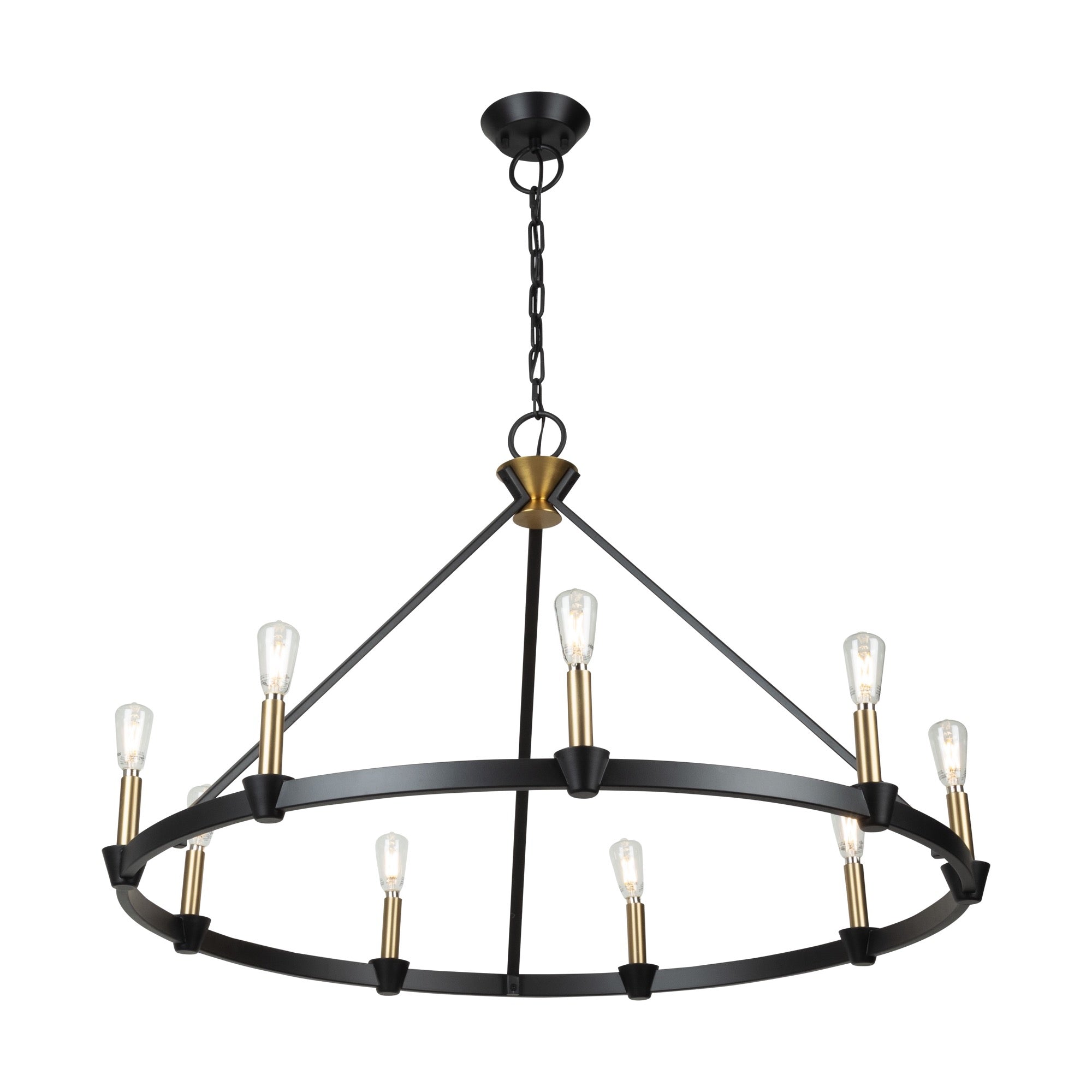 Notting Hill Collection 9-Light Chandelier Black and Brushed Brass