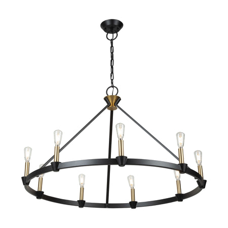 Notting Hill Collection 9-Light Chandelier Black and Brushed Brass