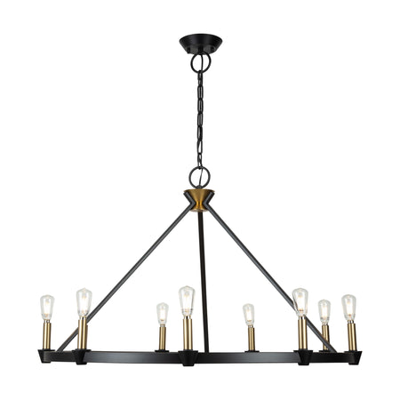 Notting Hill Collection 9-Light Chandelier Black and Brushed Brass