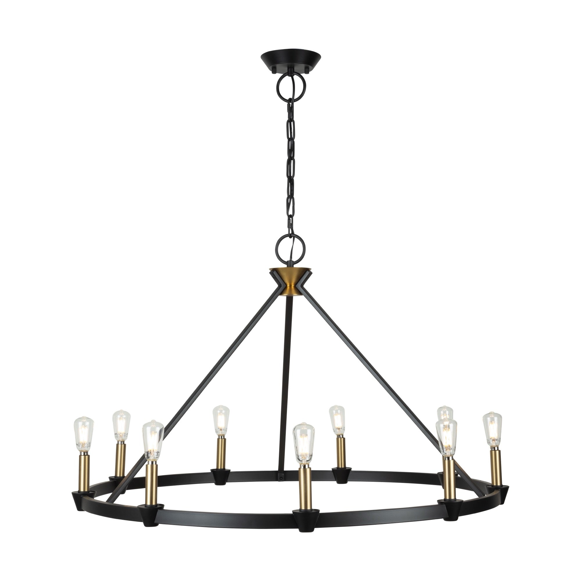Notting Hill Collection 9-Light Chandelier Black and Brushed Brass