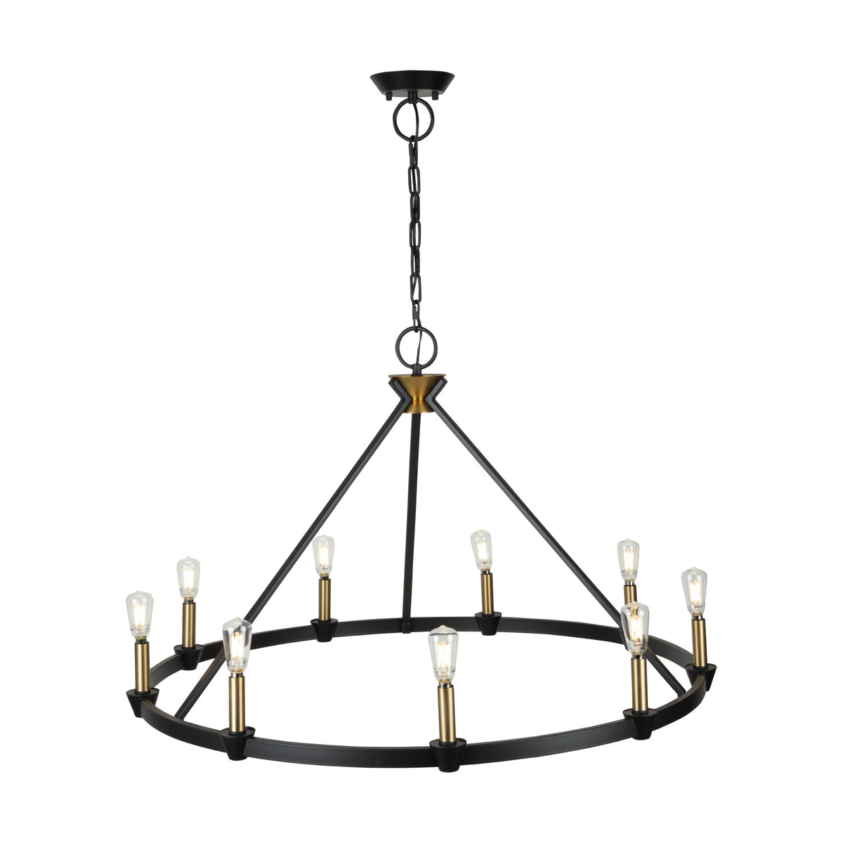 Notting Hill Collection 9-Light Chandelier Black and Brushed Brass