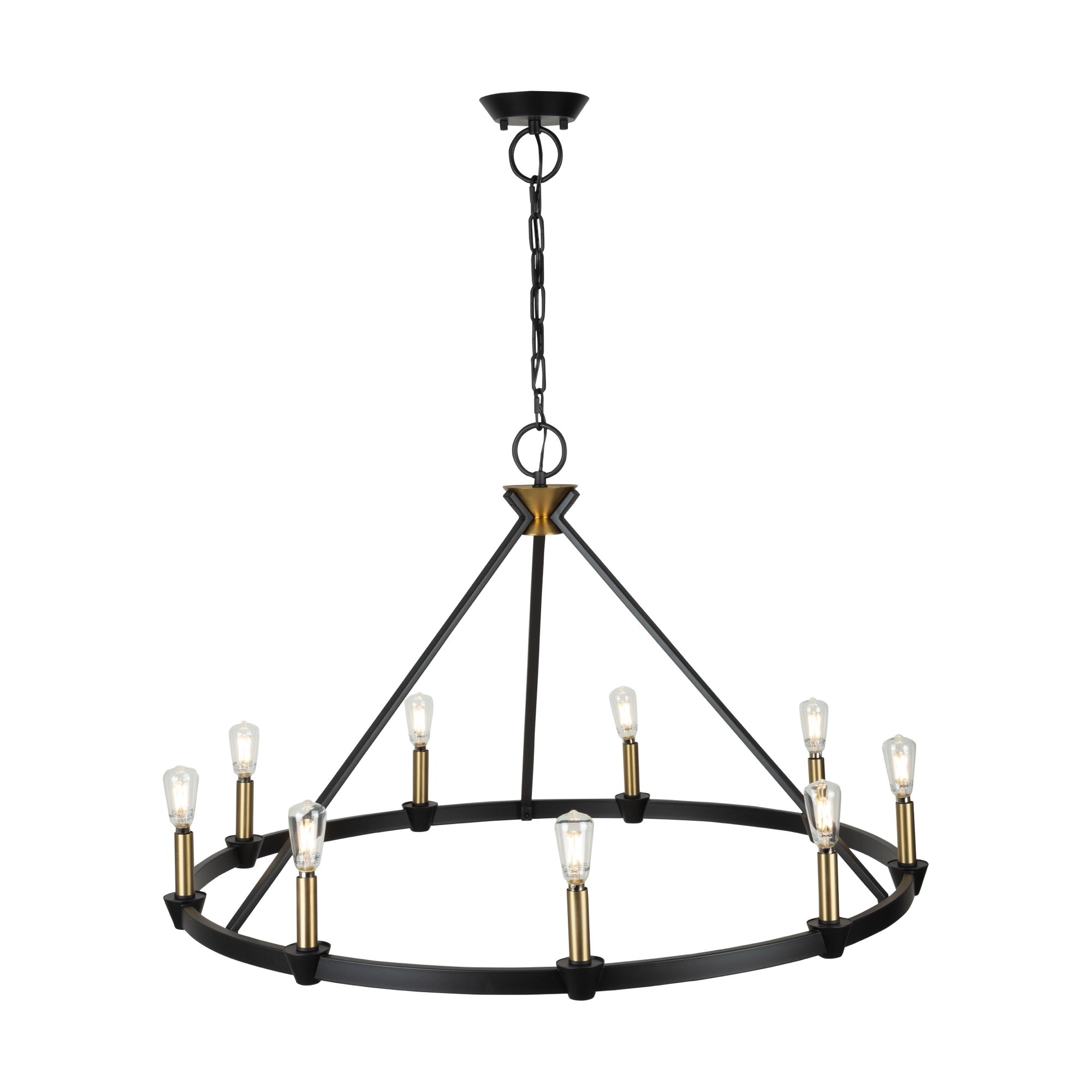 Notting Hill Collection 9-Light Chandelier Black and Brushed Brass