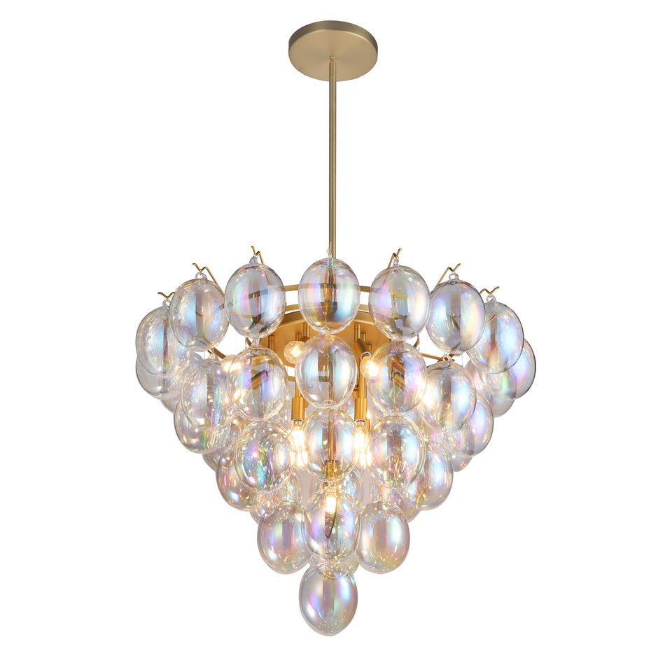 Globo - Chandelier - 13-Light - Iridescent Glass Brass