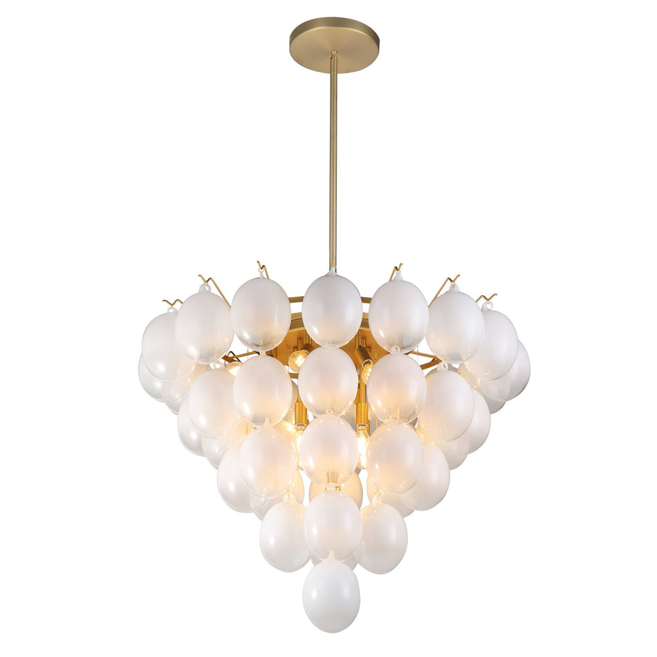 Globo - Chandelier - 13-Light - Ombre White Glass Brushed Brass