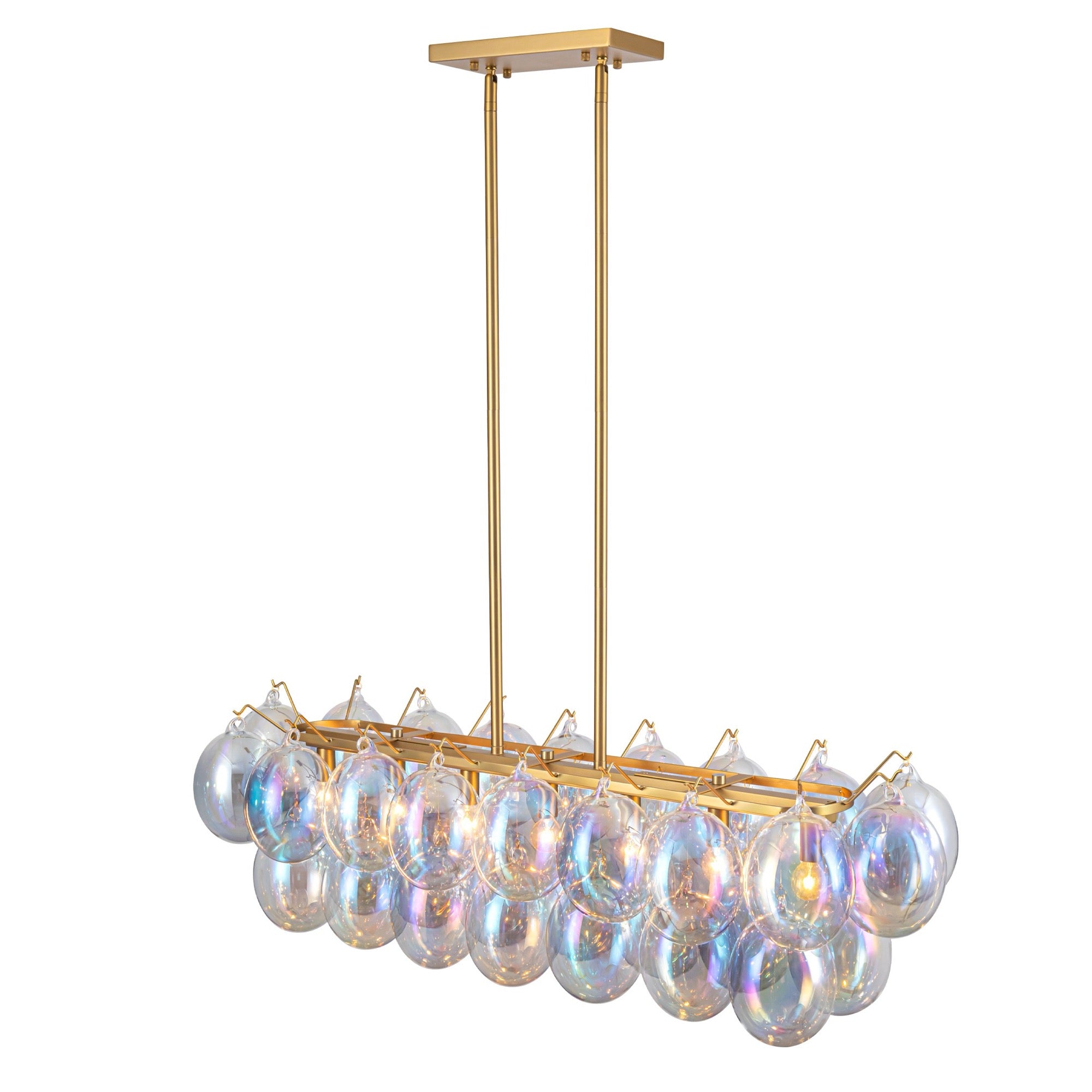 Globo Collection 8-Light Island/Pool Table Iridescent and Brass